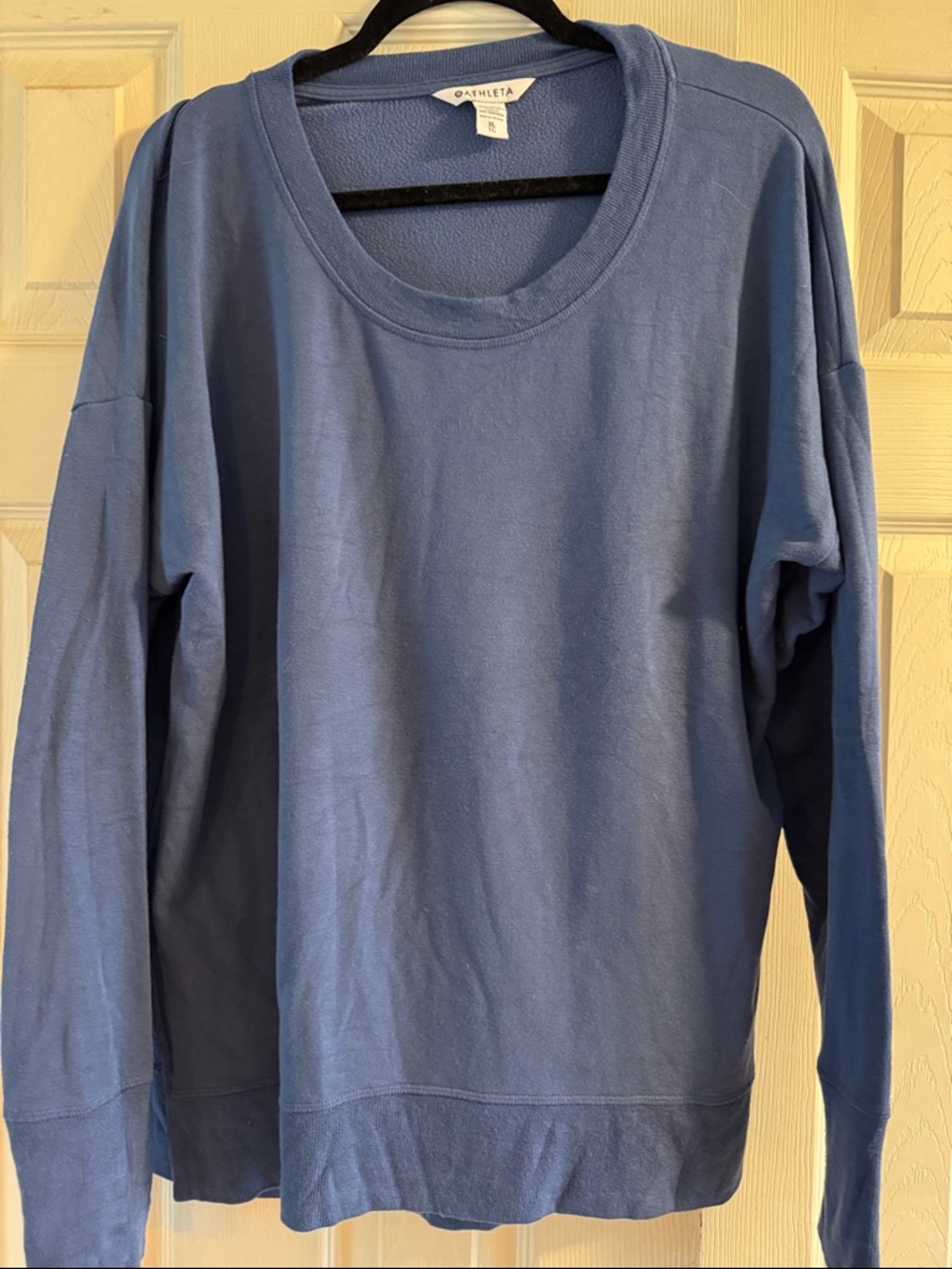 Athleta Dusty Blue Long Sleeve Pullover Sweatshirt coastal luxe xl